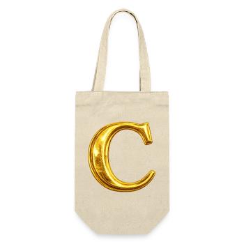 Gold C Monogram Design - Gift Bag for Bottles - nature - Front