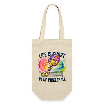 Life ist kurz: Pickleball Farbfeuer - Geschenkbeutel für Flaschen - Natur - Vorne
