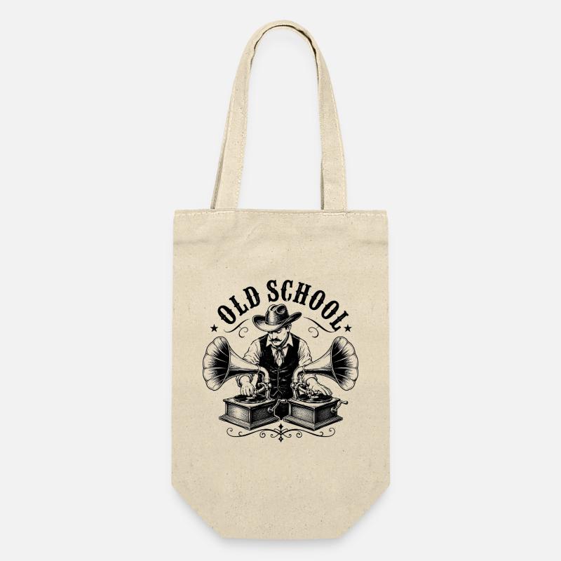 Un DJ old school avec gramophone - Sac à bouteille - nature