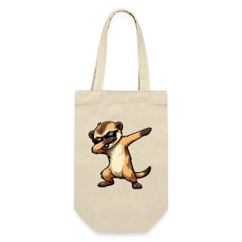 Dabbing Erdmännchen - Geschenkbeutel für Flaschen - Natur - Vorne