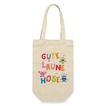 Gute Laune Hose  - Geschenkbeutel für Flaschen - Natur - Vorne
