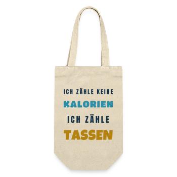 Ich zähle keine Kalorien ich zähle Tassen - Geschenkbeutel für Flaschen - Natur - Vorne