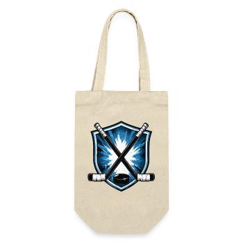 Hockey Shield mit gekreuzten Schlägern - Geschenkbeutel für Flaschen - Natur - Vorne