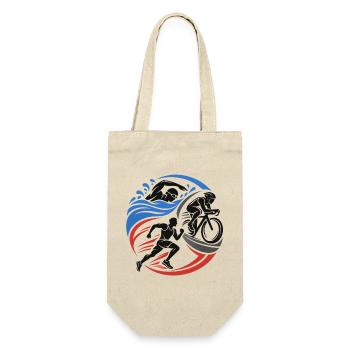 Triathlon – Schwimmen Radfahren Laufen - Geschenkbeutel für Flaschen - Natur - Vorne
