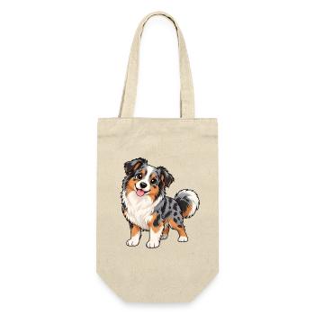 Australian Shepherd Kawaii Style – Süßer Hund - Geschenkbeutel für Flaschen - Natur - Vorne