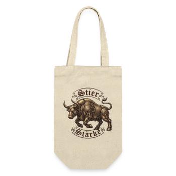 Steampunk Stier Stärke - Geschenkbeutel für Flaschen - Natur - Vorne