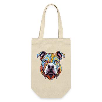 Hund Kopf Geometrisch Farbenfroh - Geschenkbeutel für Flaschen - Natur - Vorne