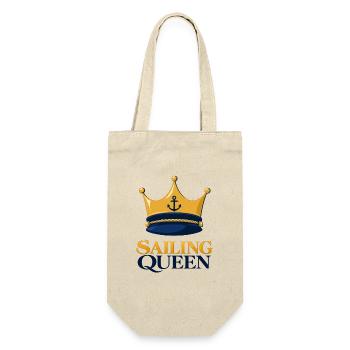 Sailing Queen – Seglerin mit Krone - Geschenkbeutel für Flaschen - Natur - Vorne