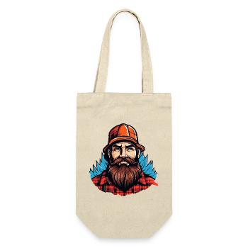 Lumberjack mit rotem Flanell - Geschenkbeutel für Flaschen - Natur - Vorne