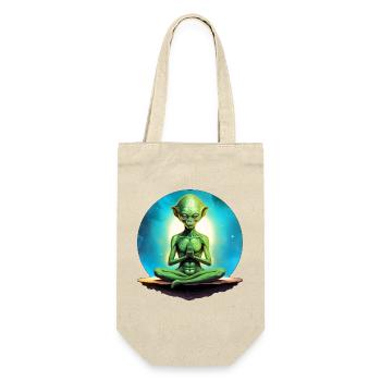 Aliens Yoga / Yogi Alien - Geschenkbeutel für Flaschen - Natur - Vorne