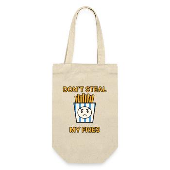 Pommes – Don’t steal my fries – lustiger Spruch - Geschenkbeutel für Flaschen - Natur - Vorne