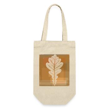 Eichenblatt - Botanisch / Stencil Quadrat Rahmen - Geschenkbeutel für Flaschen - Natur - Vorne
