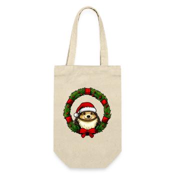 Igel Christmas - Geschenkbeutel für Flaschen - Natur - Vorne