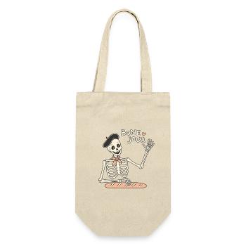 Bone Jour – Skelettgruß - Geschenkbeutel für Flaschen - Natur - Vorne
