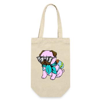 Mops-Reisender - Geschenkbeutel für Flaschen - Natur - Vorne