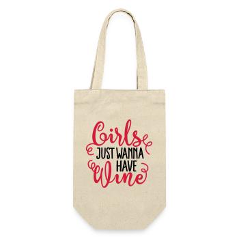 Girls just wanna have wine - Geschenkbeutel für Flaschen - Natur - Vorne