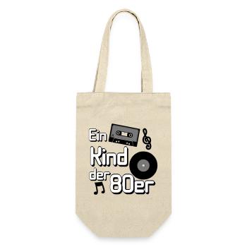 80er Party Retro Fun Shirt , Ein Kind der 80er(25) - Geschenkbeutel für Flaschen - Natur - Vorne