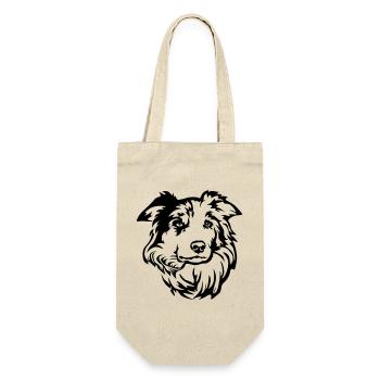 Tête de Border Collie - Sac à bouteille - nature - Devant