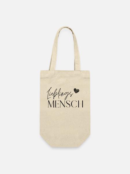 Lieblingsmensch - Herzbotschaft - Geschenkbeutel für Flaschen - Natur