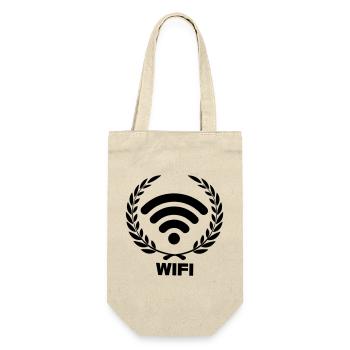 Wifi im Lorbeerkranz - Geschenkbeutel für Flaschen - Natur - Vorne