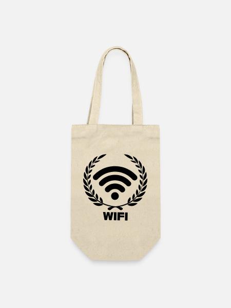 Wifi im Lorbeerkranz - Geschenkbeutel für Flaschen - Natur