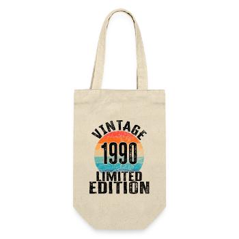 Geburtsjahr 1990 Vintage Limited Edition Retro - Geschenkbeutel für Flaschen - Natur - Vorne