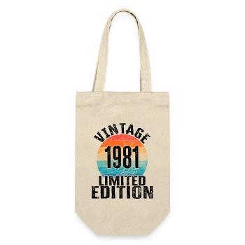 Year of birth 1981 Vintage Limited Edition Retro - Gift Bag for Bottles - nature - Front