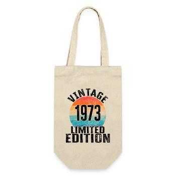 Geburtsjahr 1973 Vintage Limited Edition Retro - Geschenkbeutel für Flaschen - Natur - Vorne