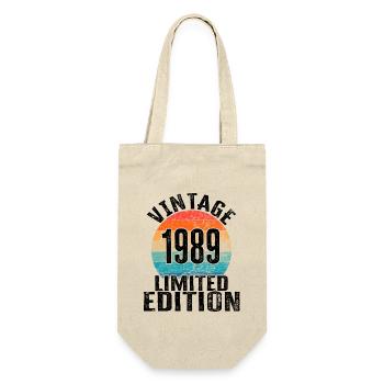 Geburtsjahr 1989 Vintage Limited Edition Retro - Geschenkbeutel für Flaschen - Natur - Vorne