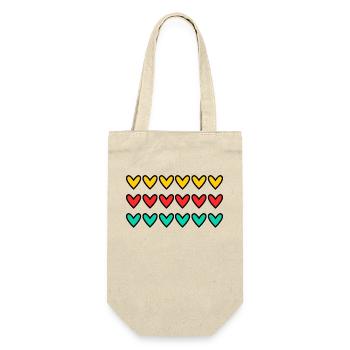 HERZ. HERZ. VALENTINSTAG. LIEBE. LIEBE. HERZ - Geschenkbeutel für Flaschen - Natur - Vorne