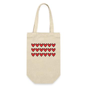 HERZ. HERZ. VALENTINSTAG. LIEBE. LIEBE. HERZ - Geschenkbeutel für Flaschen - Natur - Vorne