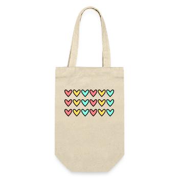 HERZ. HERZ. VALENTINSTAG. LIEBE. LIEBE. HERZ - Geschenkbeutel für Flaschen - Natur - Vorne