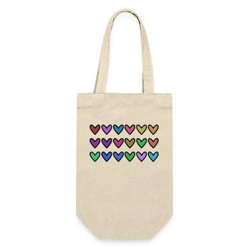 HERZ. HERZ. VALENTINSTAG. LIEBE. LIEBE. HERZ - Geschenkbeutel für Flaschen - Natur - Vorne