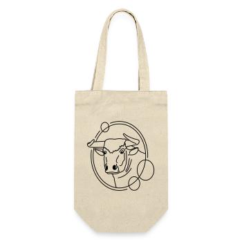 Stier in geometrischer Form - Line-Art-Design - Geschenkbeutel für Flaschen - Natur - Vorne