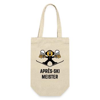 Après-Ski Meister (Bier / Karikatur / 3C) - Geschenkbeutel für Flaschen - Natur - Vorne