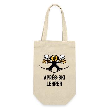 Après-Ski Lehrer (Bier / Karikatur / 3C) - Geschenkbeutel für Flaschen - Natur - Vorne