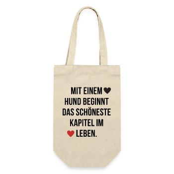Hundespruch Hundeliebe Hund - Geschenkbeutel für Flaschen - Natur - Vorne