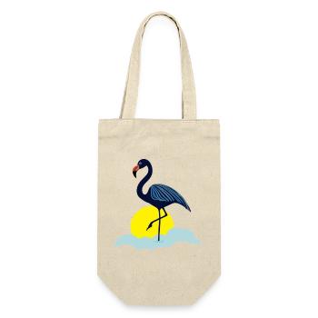 Blauer Flamingo - Geschenkbeutel für Flaschen - Natur - Vorne