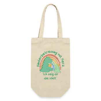 Kinderbetreuung mit Herz - Ich zeig dir die Welt - Geschenkbeutel für Flaschen - Natur - Vorne