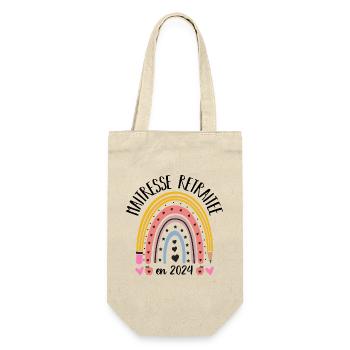 Maitresse retraitée 2024 cadeau maîtresse d' école - Sac à bouteille - nature - Devant