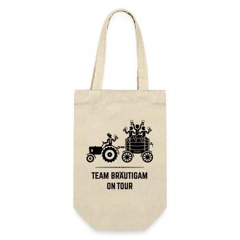 Team Bräutigam On Tour (Trecker Bierfass JGA / B) - Geschenkbeutel für Flaschen - Natur - Vorne