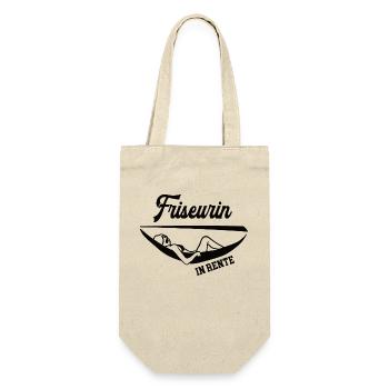 Friseurin in Rente Rentenbeginn Friseursalon - Geschenkbeutel für Flaschen - Natur - Vorne
