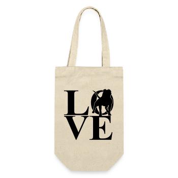 American Bulldog Love Hundemotiv - Geschenkbeutel für Flaschen - Natur - Vorne