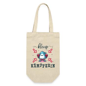 Kleine Kämpferin - Boxender Hai - Mut machen - Geschenkbeutel für Flaschen - Natur - Vorne