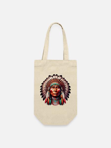 Amerikanisch, Indianer, Amerikaner - Geschenkbeutel für Flaschen - Natur
