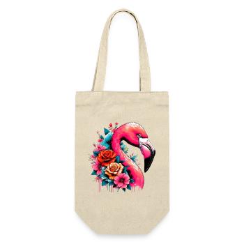 Flamingo - Geschenkbeutel für Flaschen - Natur - Vorne