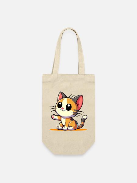 Katze - Geschenkbeutel für Flaschen - Natur