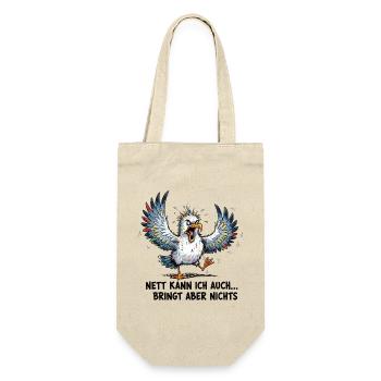 Nett Kann Ich Auch Bringt Aber Nichts, Geschenk - Geschenkbeutel für Flaschen - Natur - Vorne