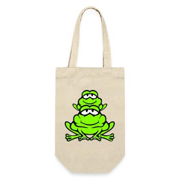 Frosch Kind Familie Papa Mama Huckepack Vatertag - Geschenkbeutel für Flaschen - Natur - Vorne