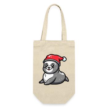 Robbe Tier Weihnachten - Geschenkbeutel für Flaschen - Natur - Vorne